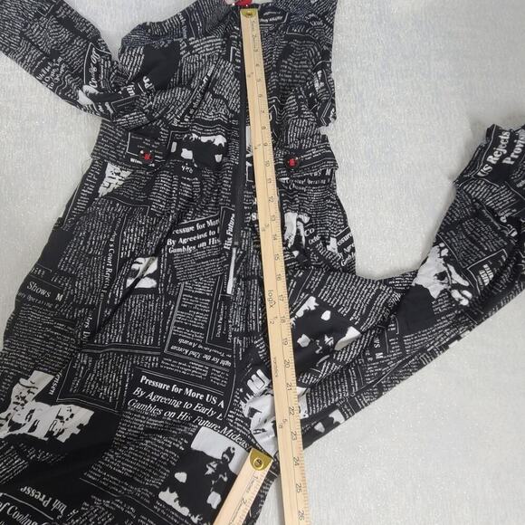 IC By Connie K Newspaper print women's jumpsuit Harem pants Medium Art to Wear - Picture 10 of 15